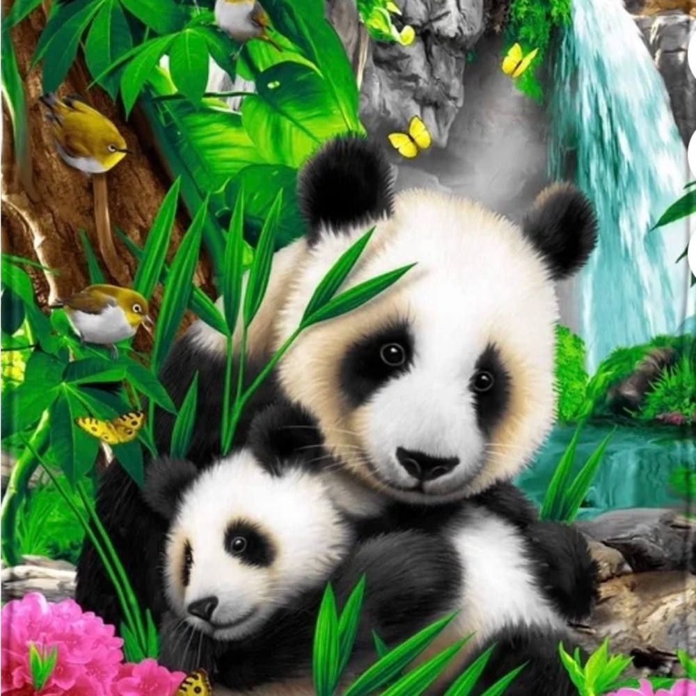 Dawhud Direct Precious Pandas 🐼 Mother & Baby Fleece Blanket- Vibrant Green